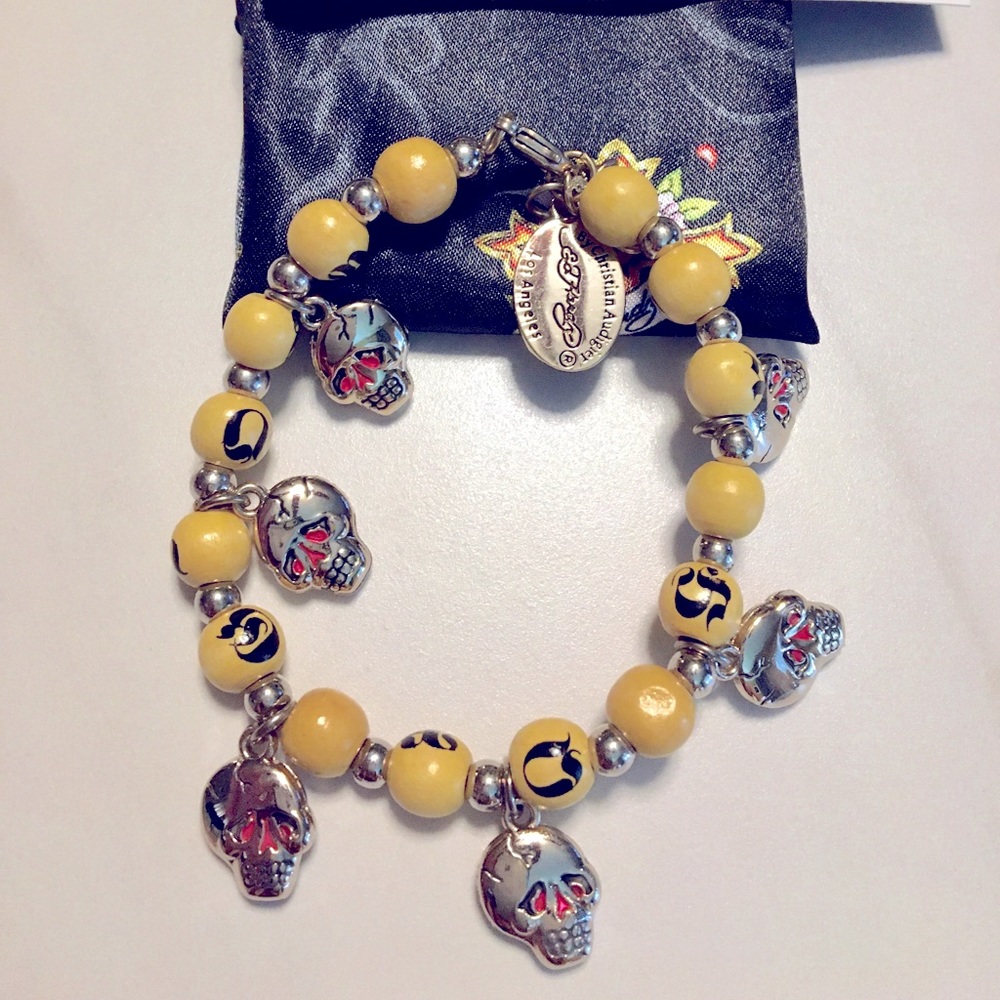 NWT Ed Hardy Multi Skull Charm Bracelet